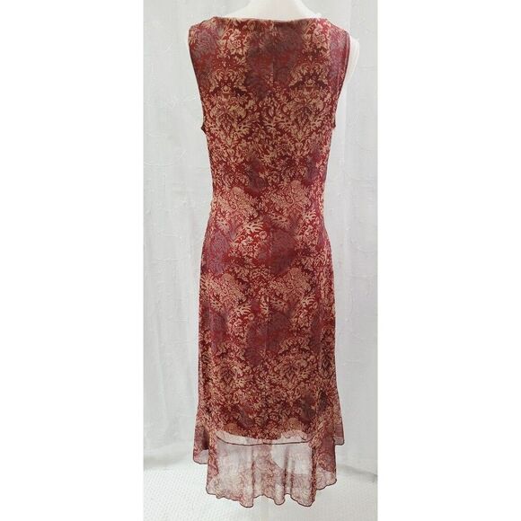 California Concepts Red/Beige Floral Dress Evening Cocktail Office Women's Large - Picture 4 of 6